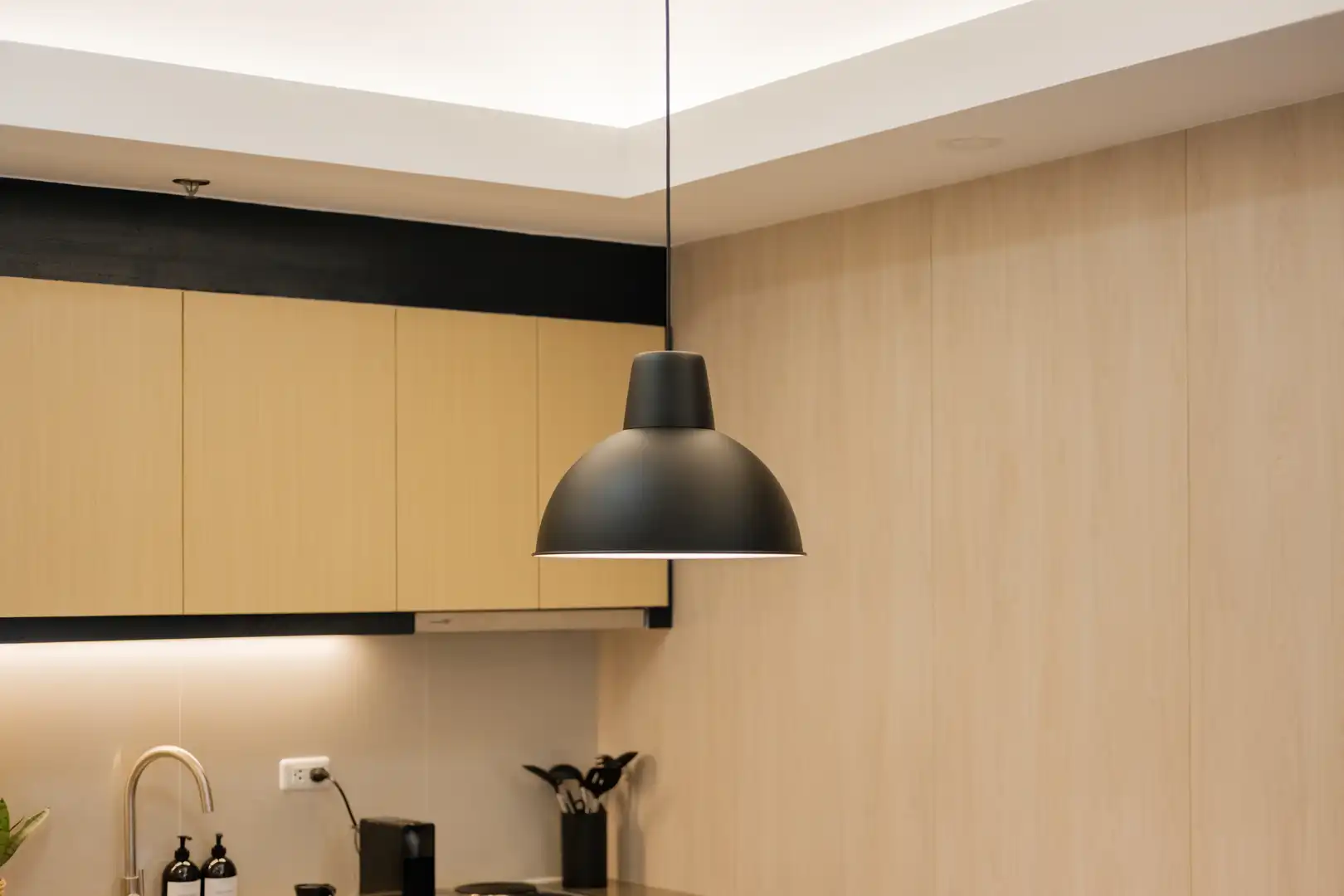 Comfortable modern living area with city view