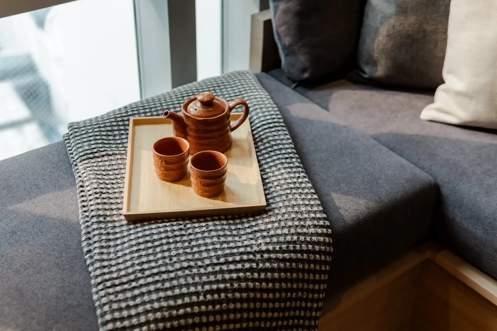 Modern kitchen with coffee machine and oven